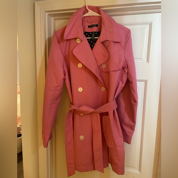 LAUREN Ralph Lauren Pink Belted Raincoat - Picture 1 of 8